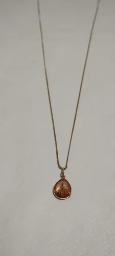 Colar em ouro 18k, pingente citrino amarelo
