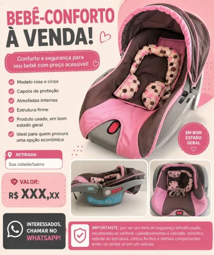 Bebê conforto rosa
