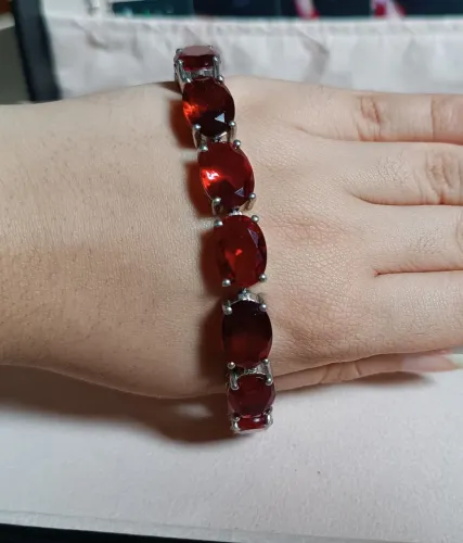 Pulseira prata 925 Riviera com granadas naturais