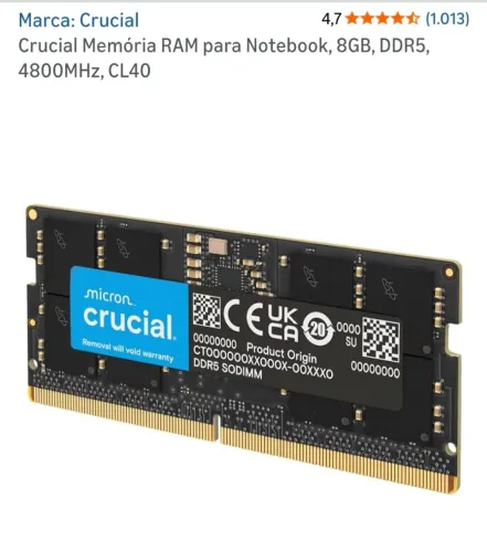 Memória RAM para Notebook 