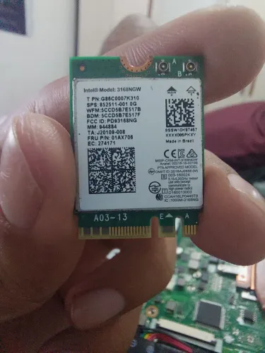 Placa Wi-Fi Intel Dual Band Wireless-N 3168NGW ? M.2 NGFF
