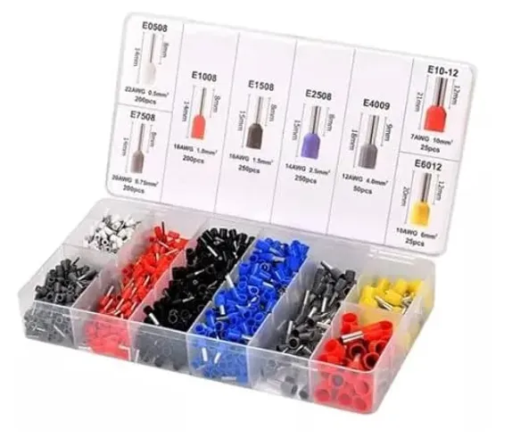 Kit 1200 Terminais Elétricos Ilhós Tubular 0,5mm² Até 10mm²
