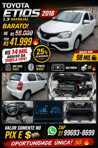 Toyota Etios X 1.3 Flex 16V 5P Mec. 2018