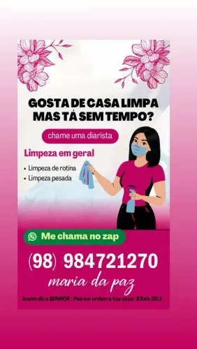 Está sem tempo para limpar sua casa? Eu posso te ajudar!