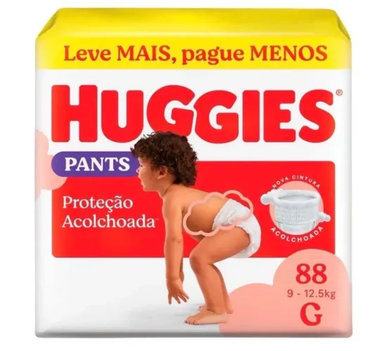 Fralda Huggies Pants Roupinha Proteção Acolchoada G 88 Unidades