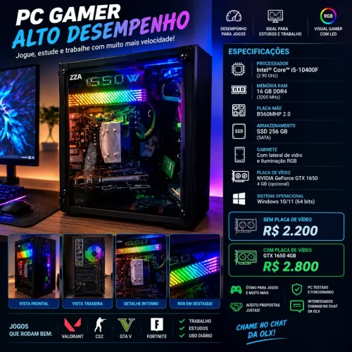 ? PC GAMER RGB i5-10400F | 16GB RAM | SSD 256GB