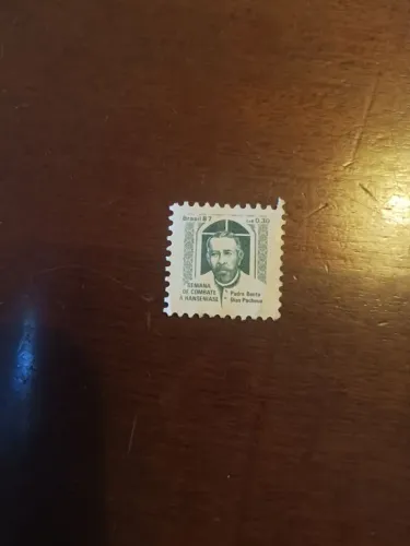 Selo postal antigo com o tema semana de combate a hanseníase 