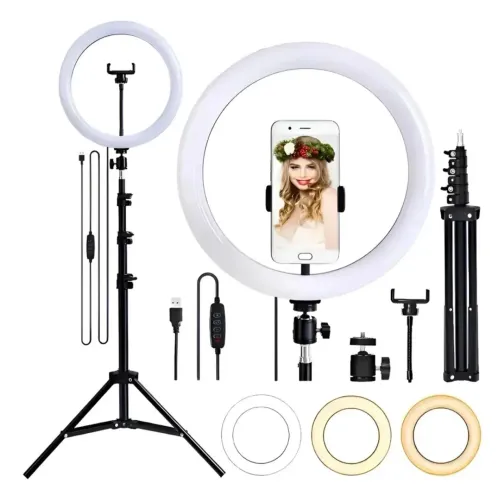Ring Light Profissional 26 cm com Tripé - Super Novo - R$ 60 Ac cartão