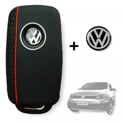 Capinha Silicone Chave VWUp Jetta Fox Gol Voyage + Emblema VW