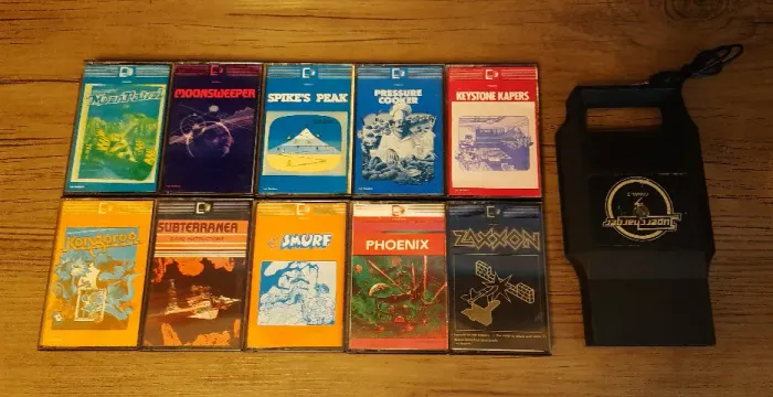 Atari 2600 Supercharger canal 3 com 10 fitas K7