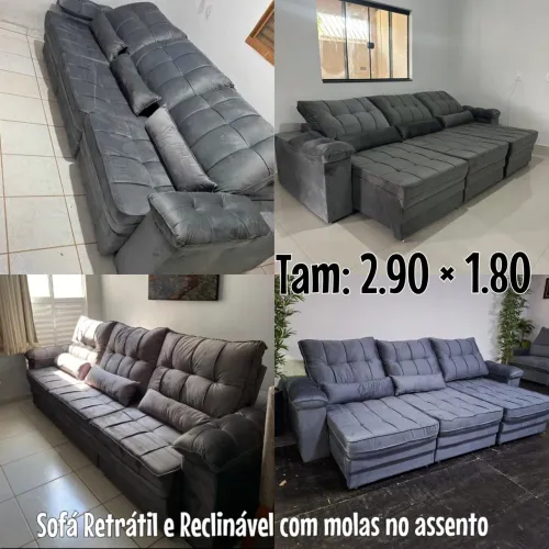 Sofá Retrátil E Reclinável 2.90 Largura FRETE GRÁTIS PAGAMENTO NA ENTREGA 