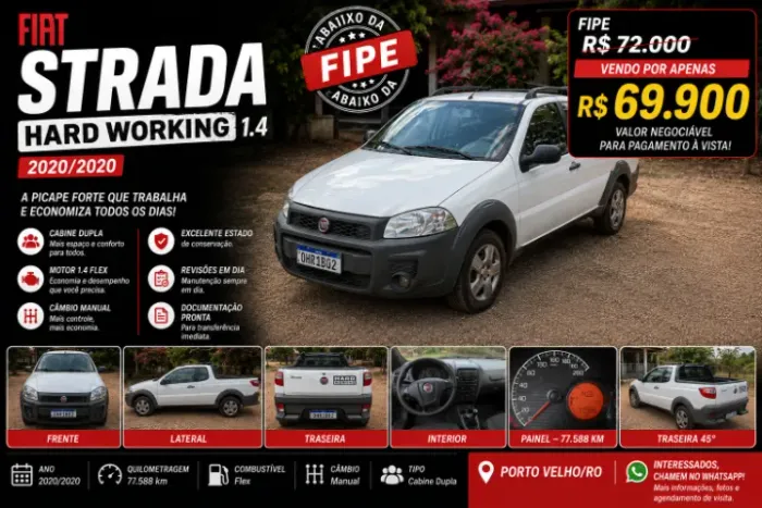 Fiat Strada Working Hard 1.4 Fire Flex 8V CD 2020