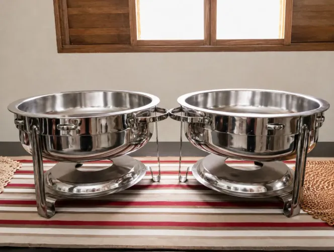 Dois Réchaud inox redondo