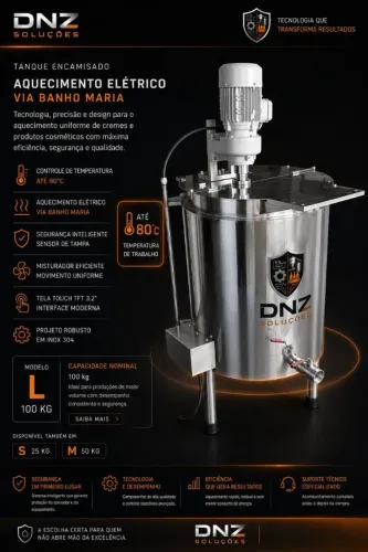 Tanque inox encamisado banho maria derretedor chocolate, manteigas e cremes