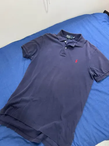Camisa Polo Ralph Lauren Azul Marinho Custom Fit - Tamanho M