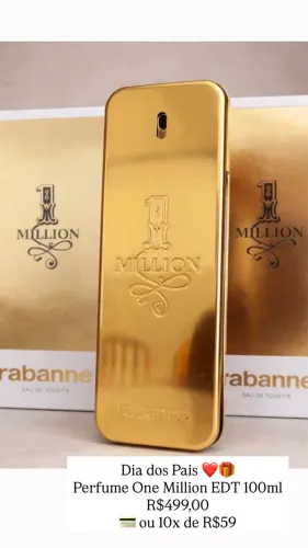 Perfume ORIGINAL One Million 100ml Paco Rabanne LACRADO 