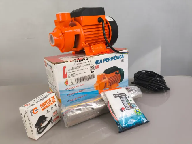 Kit Bomba Periférica Intech D500 1/2HP + Sensor de Nível + Canos e fiação 