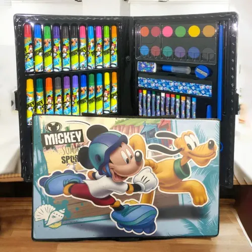 Maleta Escolar Estojo Plástico Mickey 66 Peças
