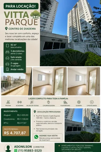 Imóvel para aluguel tem 92 metros quadrados com 3 quartos em Centro - Diadema - SP