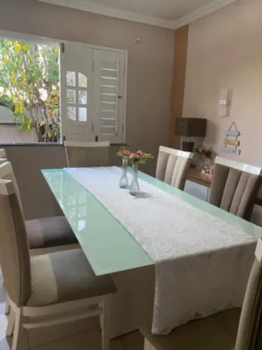 Mesa retangular vidro bisotado 6 lugares