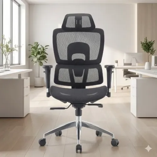 Cadeira Presidente Tela Évora Preta Ergonômica Conforto Executivo Design Moderno 30065