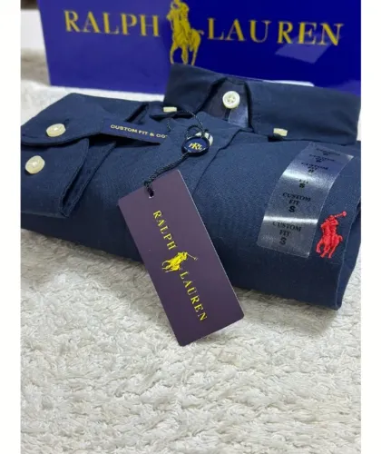Camisa Manga Longa Oxford Polo Ralph Lauren - Azul Marinho - Tam. GG
