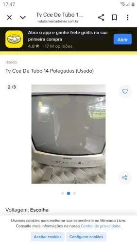TV tubo 14" sem controle