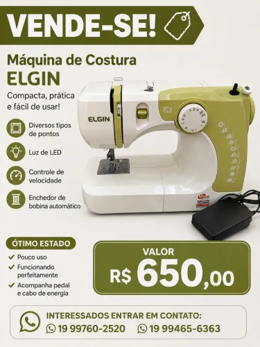 Máquina de Costura Portátil Elgin