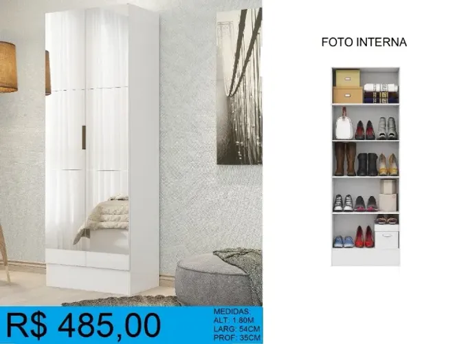 Sapateira com espelho alt: 1,80m larg: 54cm - á pronta entrega e frete grátis!