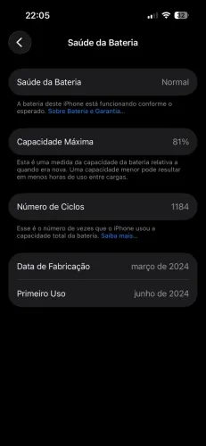 iPhone 15 128gb 81% Bateria Nunca Aberto