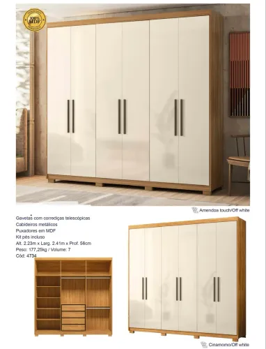 Guarda Roupa Safira MDF - Promoção