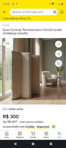 Duas Cortinas Termoacústicas 1,50 x 1,20 Bege