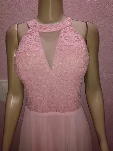 Vestido de festa longo rosé