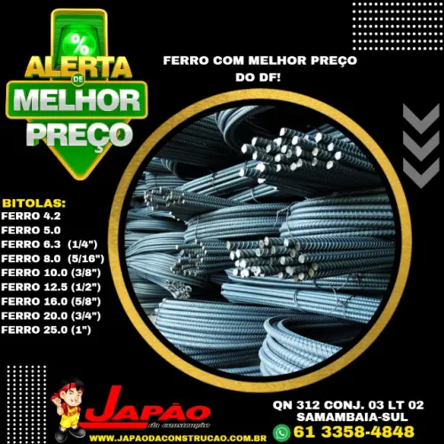 Ferro Vergalhão Com Promoção em Todas as Medidas Aproveitem
