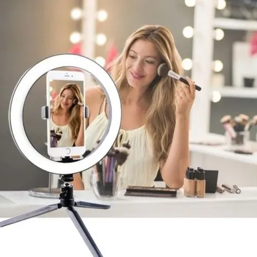 RING LIGHT de Mesa 20CM c/Tripé P/ Selfie Tiktok Videos Youtube = 8 Pol(NOVO)