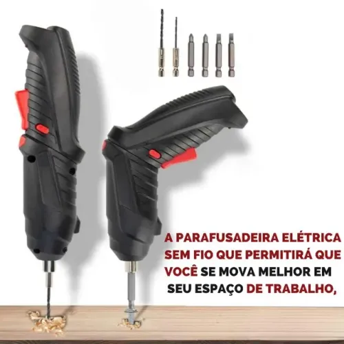 Kit Furadeira Parafusadeira Elétrica carregador Bivolt 8 Pçs S/ Fio Multiuso uso doméstico