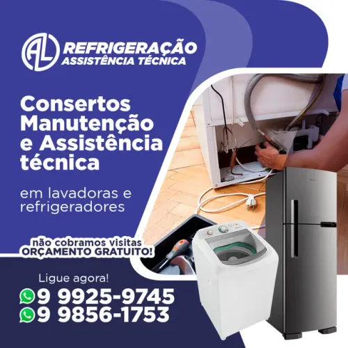 Conserto de máquinas de lavar e geladeiras.