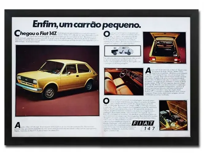 Fiat 147 - Quadro decorativo com propaganda ou matéria original de revista