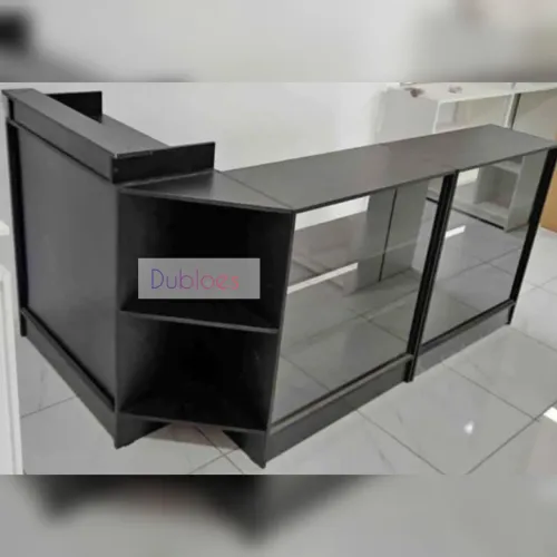 Balcão caixa vitrine em L promoção
