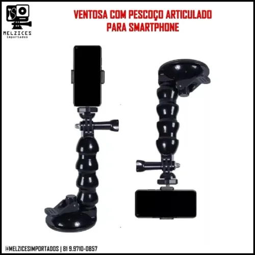 Suporte Ventosa com Pescoço Articulado Para Smartphone
