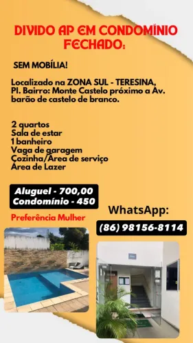 Dividido Apartamento na Zona Sul de Teresina