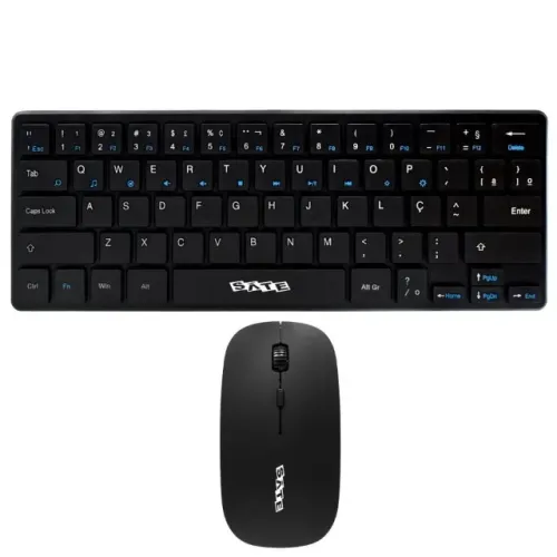 Teclado e Mouse sem fio wireless SATE - Preto Português