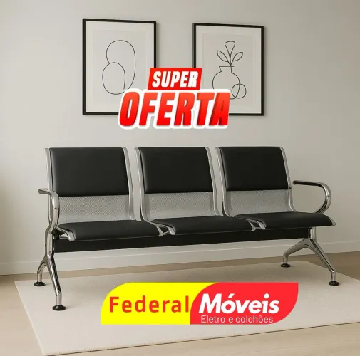 Cadeira de Espera 3 Lugares Longarina - Ideal para recepção!