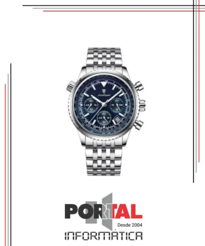 RELOGIO DE PULSO POEDAGAR INOX MOSTRADOR AZUL 960B