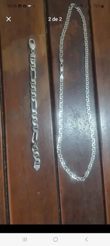 Cordão e pulseira de prata 925 masculino