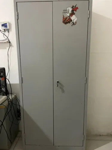 Armário Aço Escritório Com Fechadura 3 Prateleiras Cinza