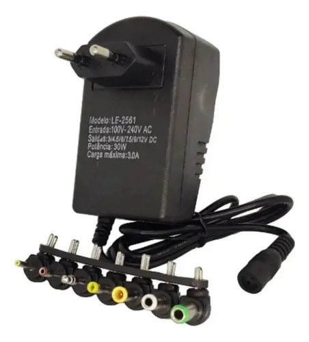 Fonte De Alimentação 3 A 12v 30w Tensão Ajustável 7 Plugues