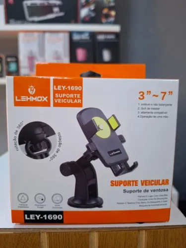 Suporte Veicular Lehmox LEY-1690 com Ventosa - Rotação 360°