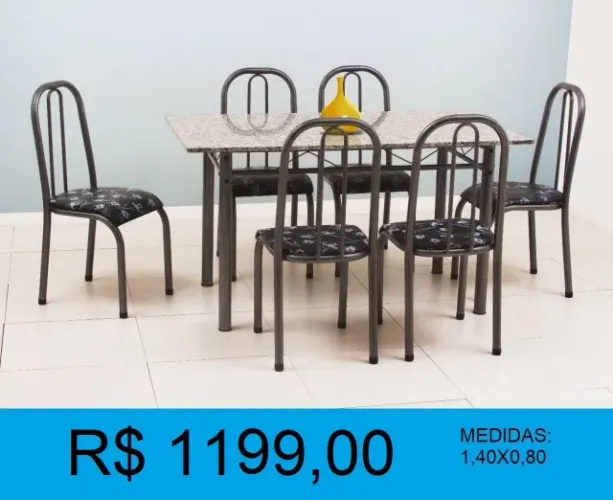 Mesa em granito com 6 cadeiras- a pronta entrega !