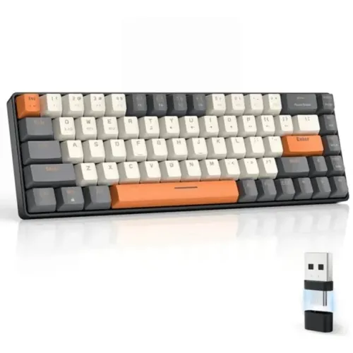 [NOVO]Teclado Mecânico K68 60% Dual Mode 2.4Ghz ou BT 5.0 red Switch
